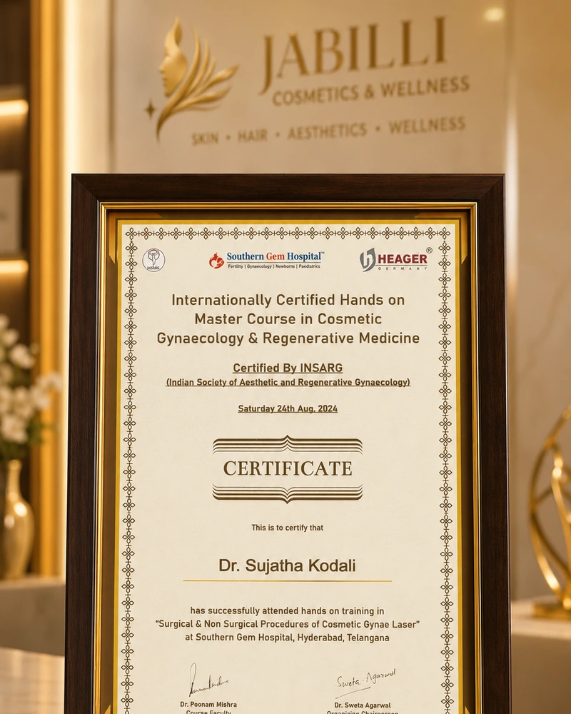INSARG Certificate Cosmetic Gynaecology Dr Sujatha Kodali Aug 2024